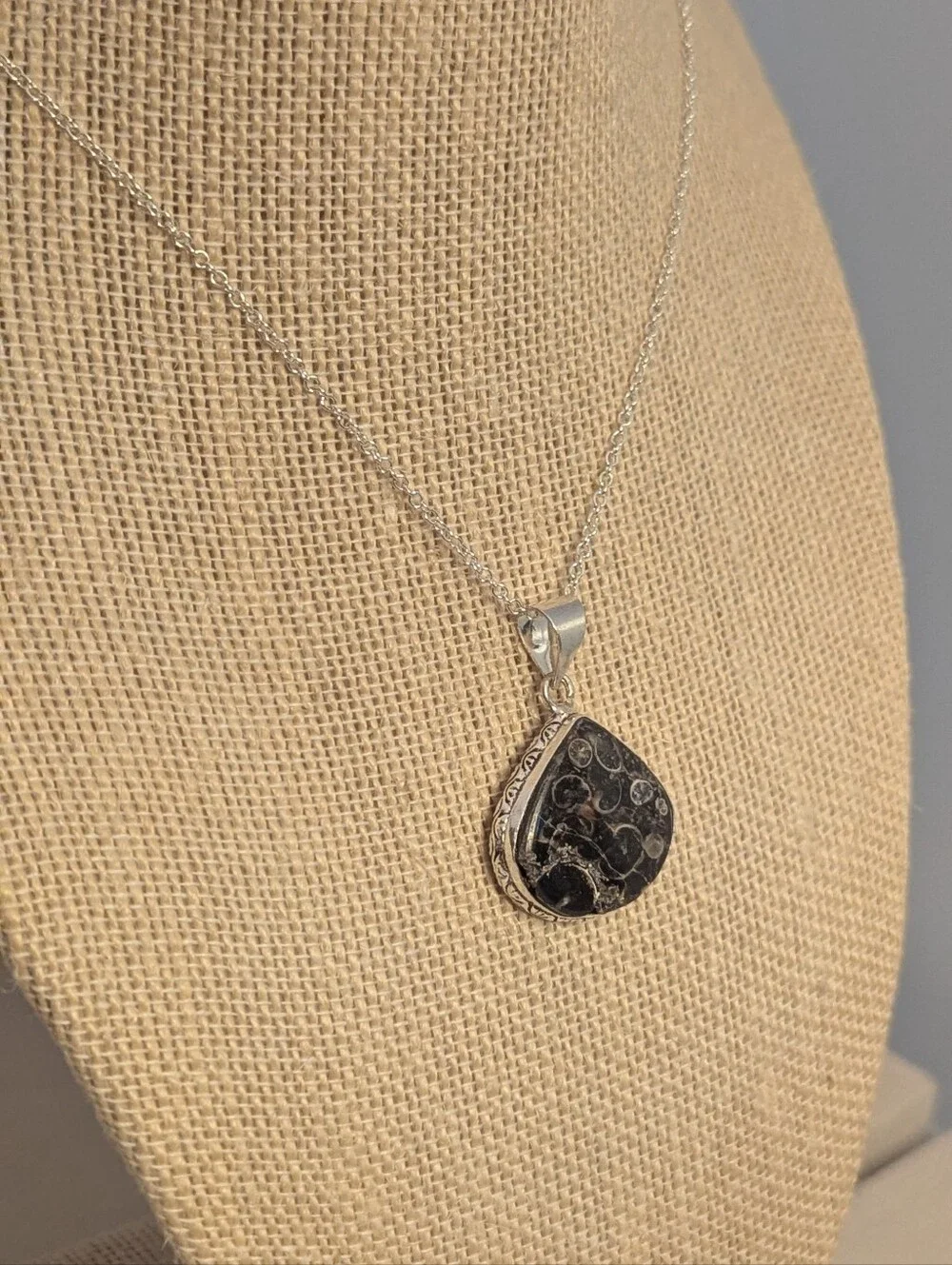 Turritella Fossil Agate Sterling Silver Pendant P052926-03
